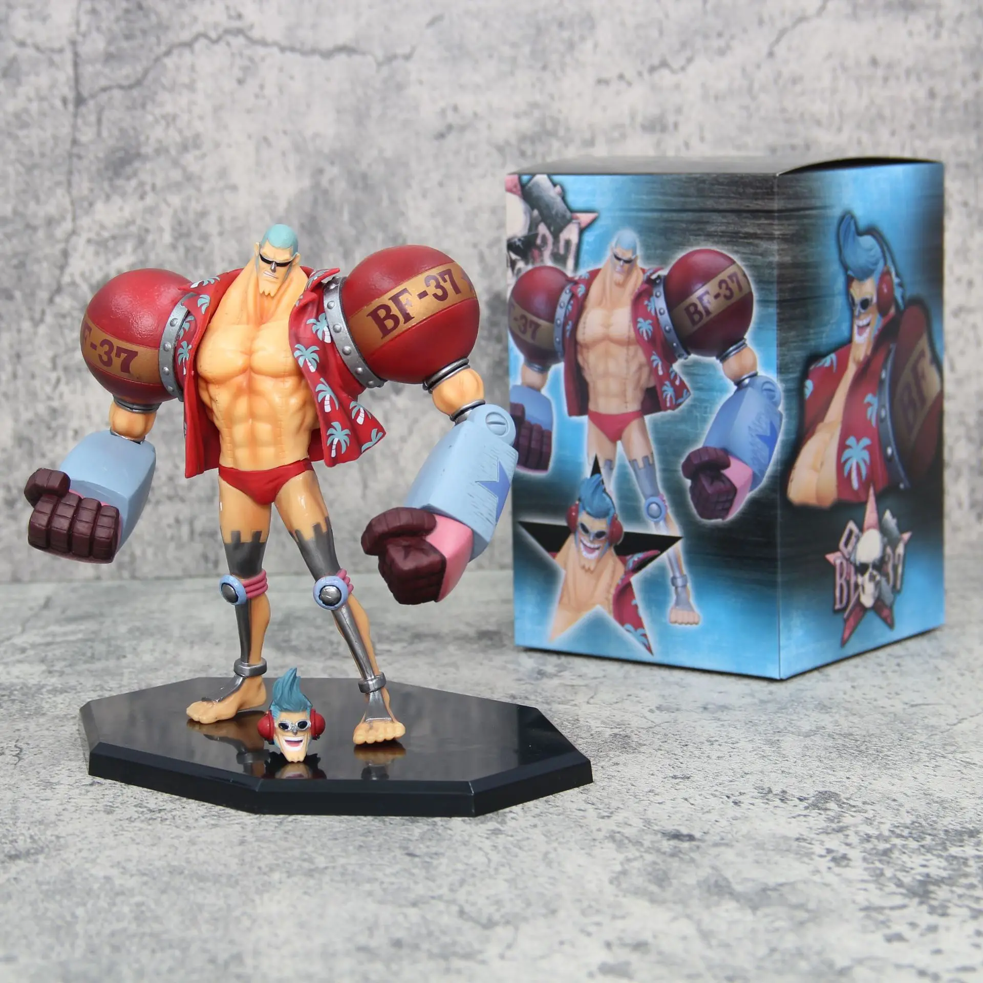 18cm One Piece Anime Franky Fighting Pirates CUTTY·FLAM 2 Heads Action Figure Model Toy GK     Statuary collection Doll Gifts