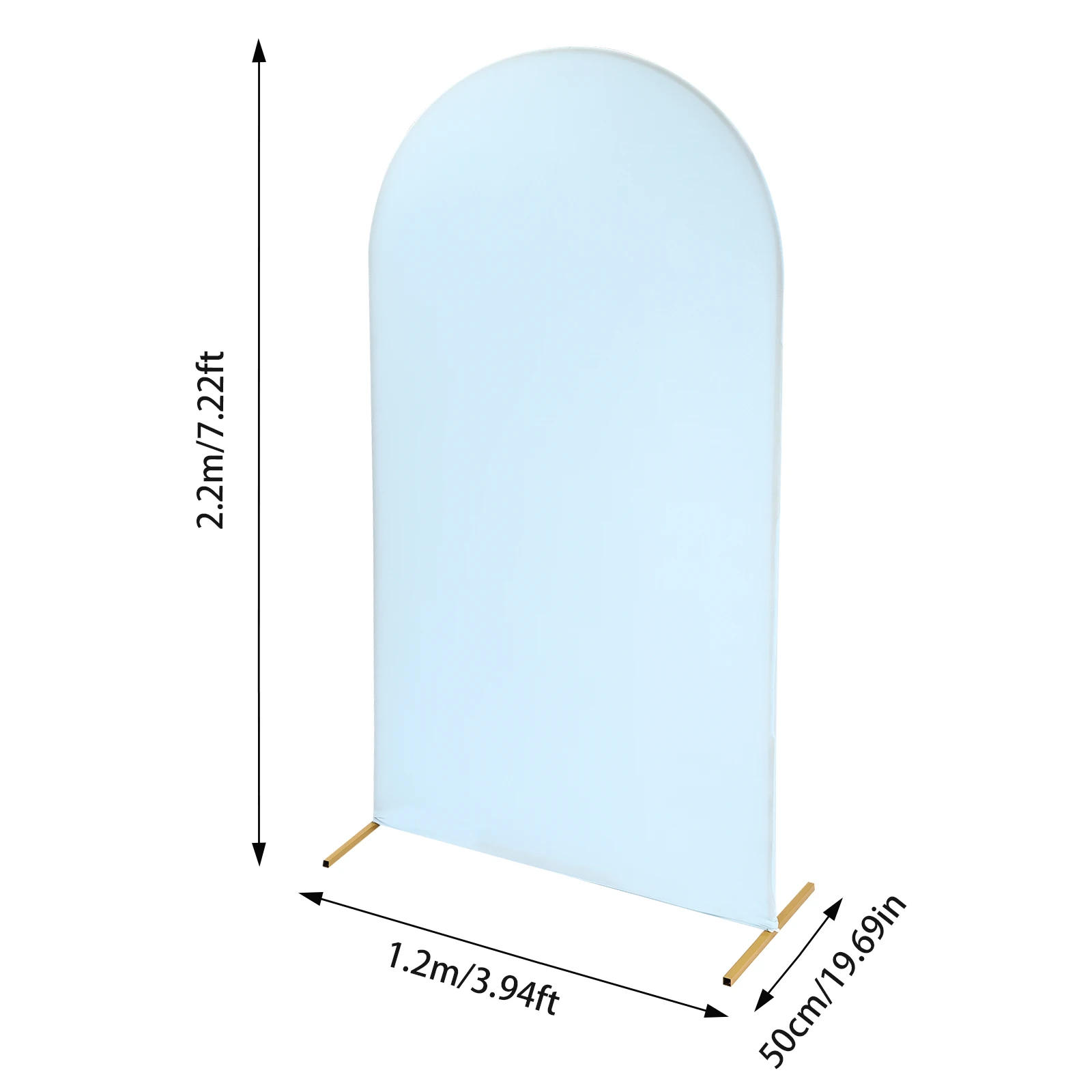 Arched bracket 120 * 220cm+elastic cloth cover gold bracket+sky blue cover