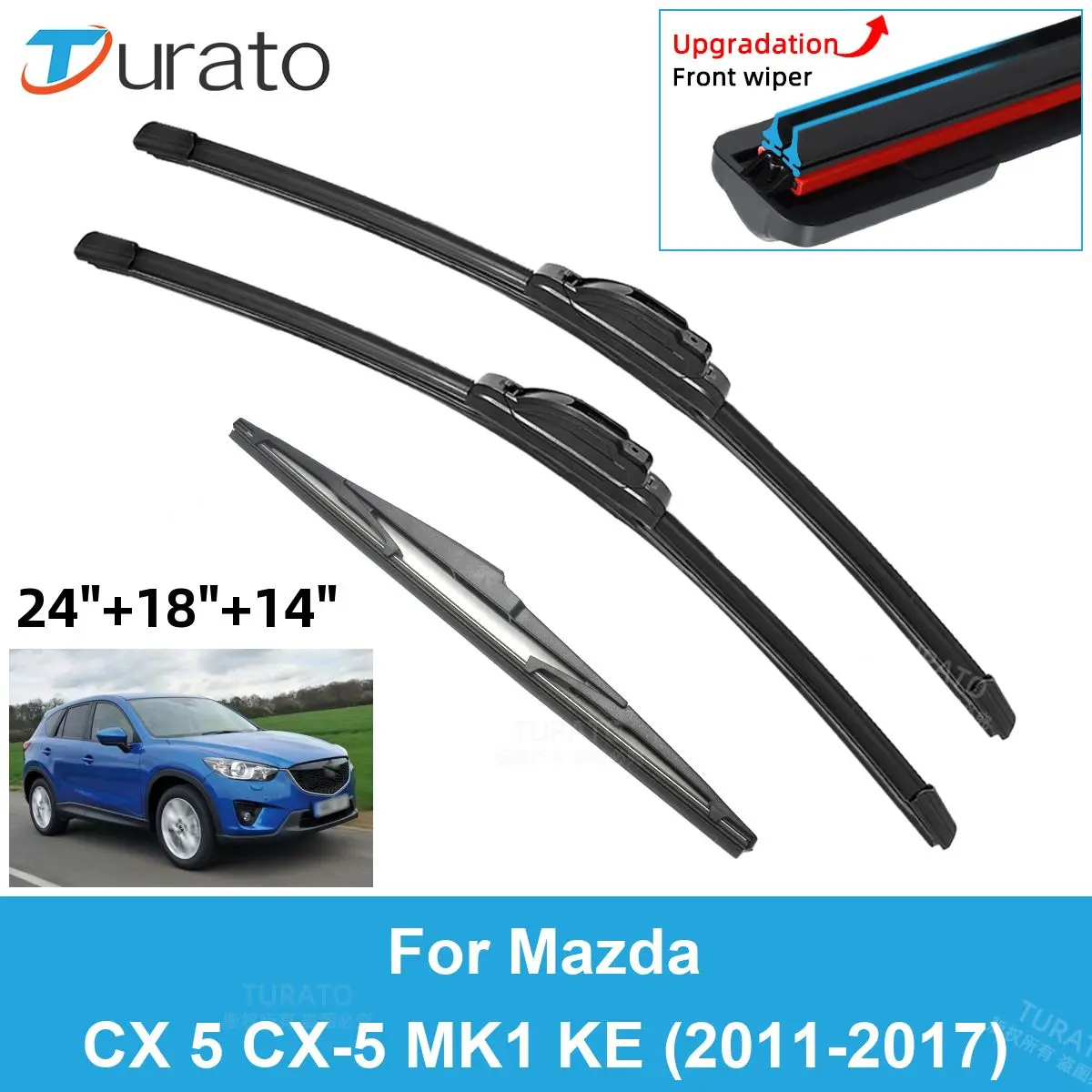 

3PCS Car Wiper Blades for 2011-2017 Mazda CX 5 CX-5 MK1 KE Rear Windshield Wipers Double Rubber Car Accessories 2015 2016 2017