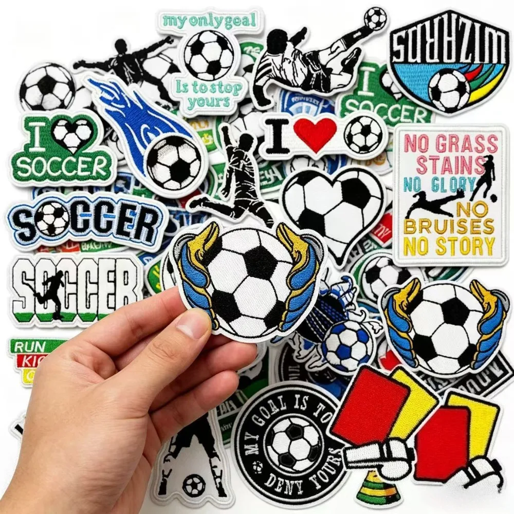 Soccer Embroidery Patch Football Applique Cloth Iron on Patches Sticker Sewing DIY Backpack Bag Hat Jeans Craft Decor Repair view 2