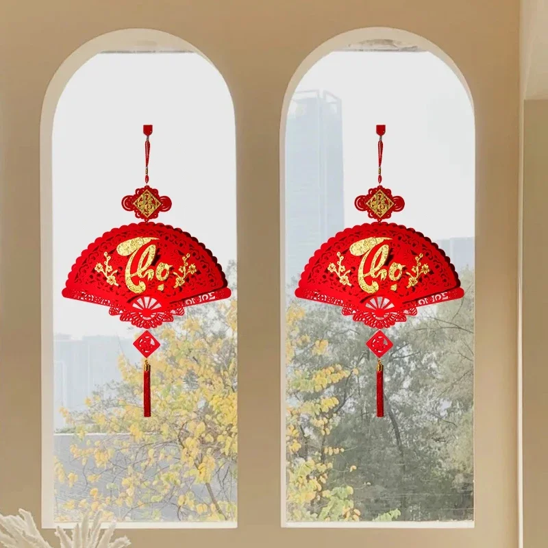 Chinesisches Neujahr, Quasten, Ornamente, beste Wünsche, viel Glück, rot, Glück, vietnamesisches Glücksornament, Frühlingsfest-Dekorationen