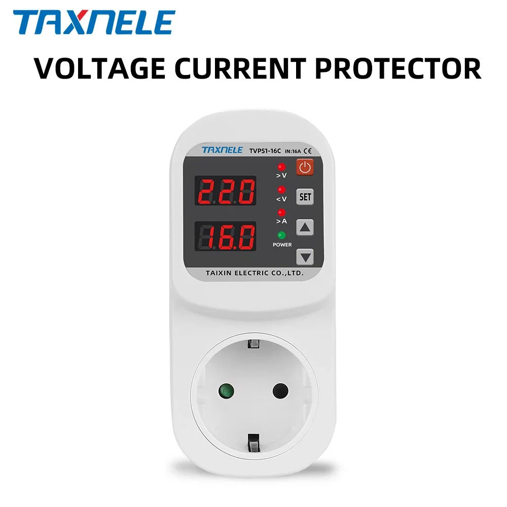 Automatic Voltage Current Protector Socket AC 220V 110V Adjustable 16A Power Surge Protector EU Plug Socket Safe Protect