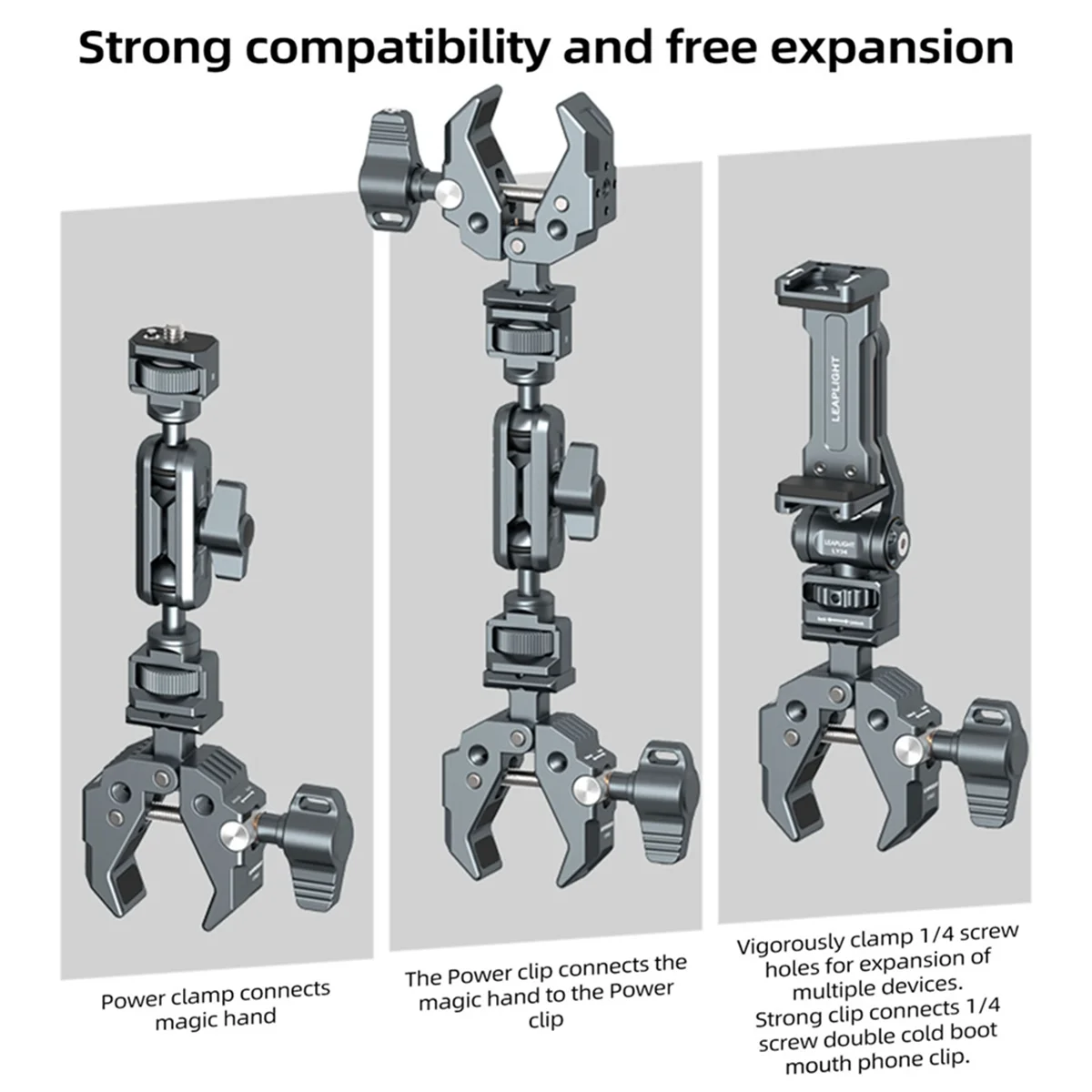 Multifunctional Crab Claw Super Clamp with NATO Base Powerful Fixed Clamp for DSLR Camera Monitors Mic Led Lights-A