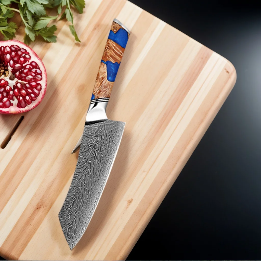 

6.9 Inch Chef Knife 67-layers Damascus Steel Blade Wood & Resin Handle Cleaver Meat Slicing Vegetables 10Cr15CoMov Kitchen Knife