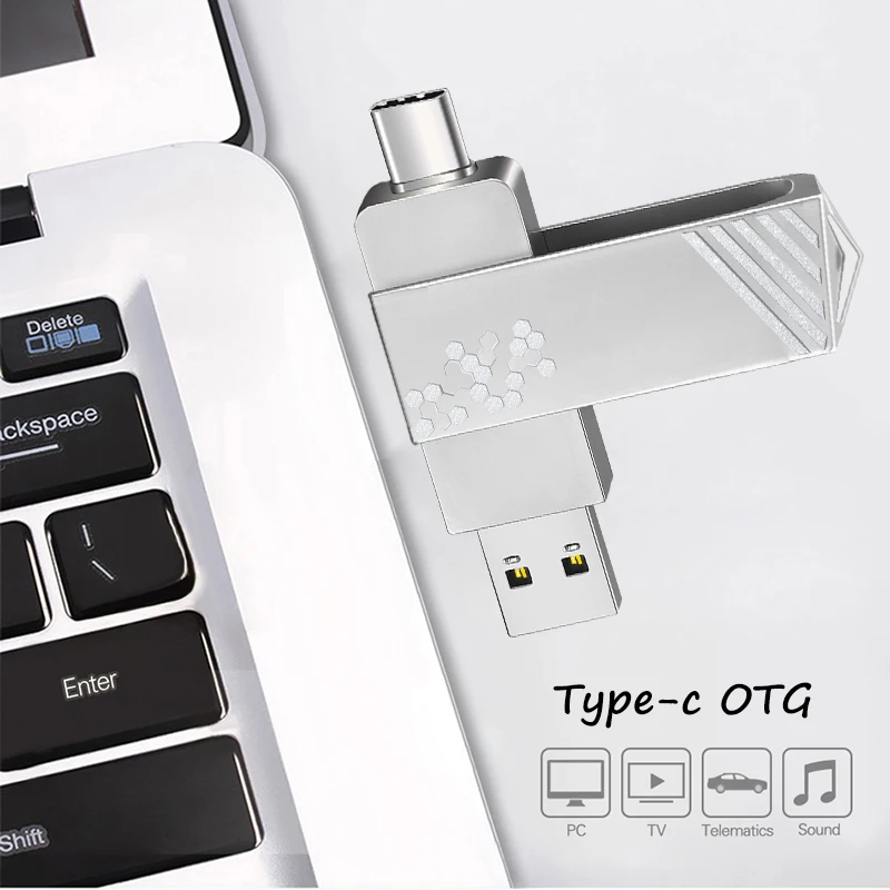 Baru Tipe-c 2 In 1 OTG 128GB 64GB Flashdisk USB Kecepatan Tinggi Flash Drive OTG Pen Drive 64GB 128GB 2 In 1 Tipe C OTG USB Flash Drive