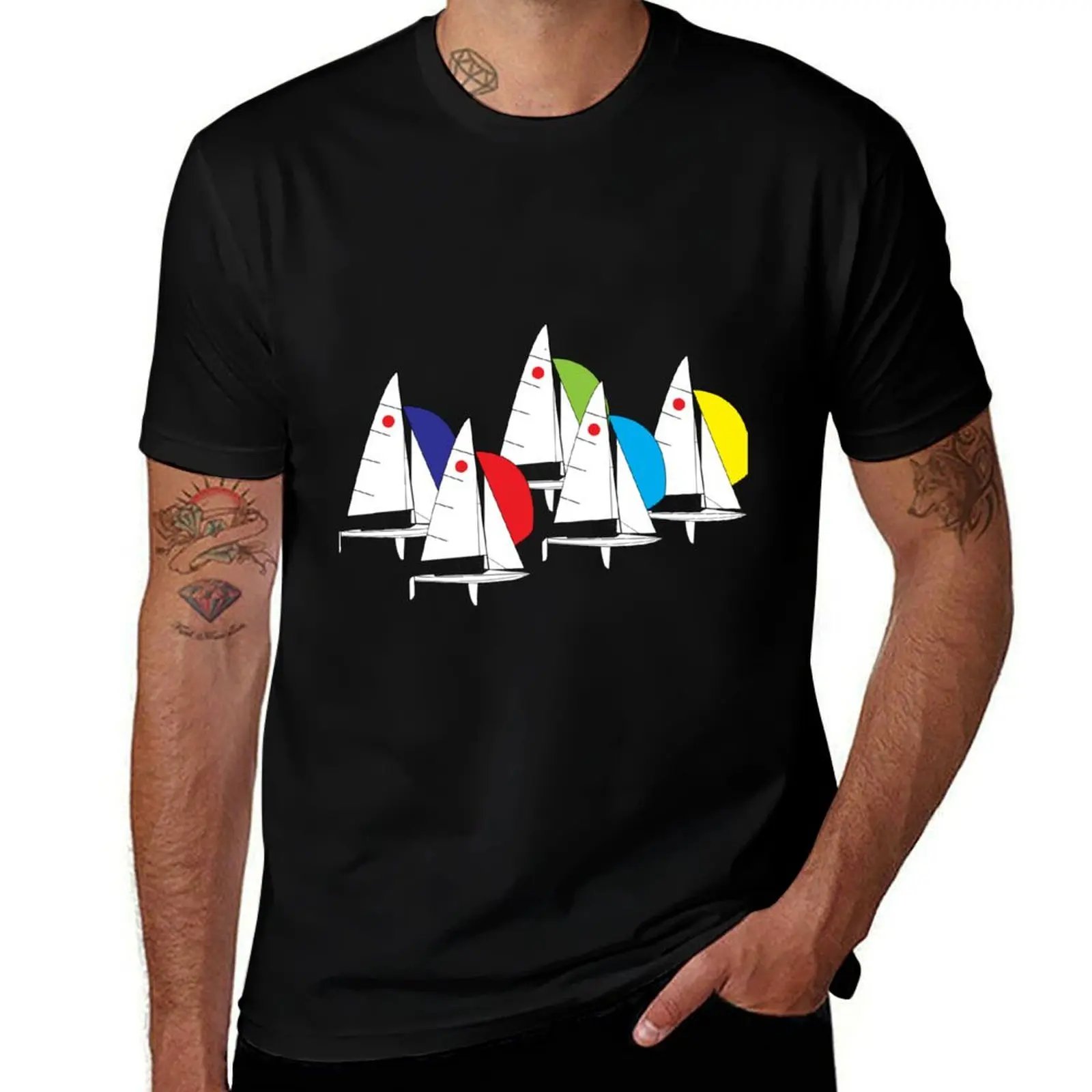 

shirt summer t Racing cotton t Sailboats prints shirt man shirts with Fireball t T-Shirt man