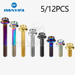 Wanyifa Titanium Bolts M10 x 20 25 30 35 40 45 55 60 65 70 75 80 100mm Hexagon Flange Screw Bolt for Honda Suzuki Yamaha 5/12PCS