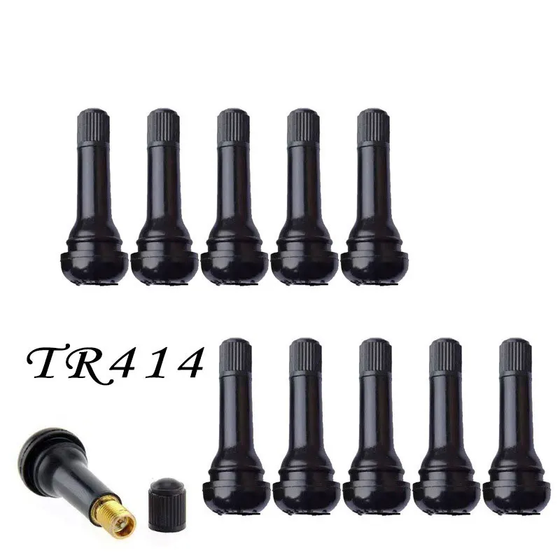 10/20/50/100PCS Universal TR414 Snap-In Black Rubber Tire Valve Stems Short Rod Automotive Modification Accessories