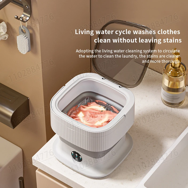 10L high-end foldable portable washing machine with large capacity blue light timed washing and dehydration washing machine image 3