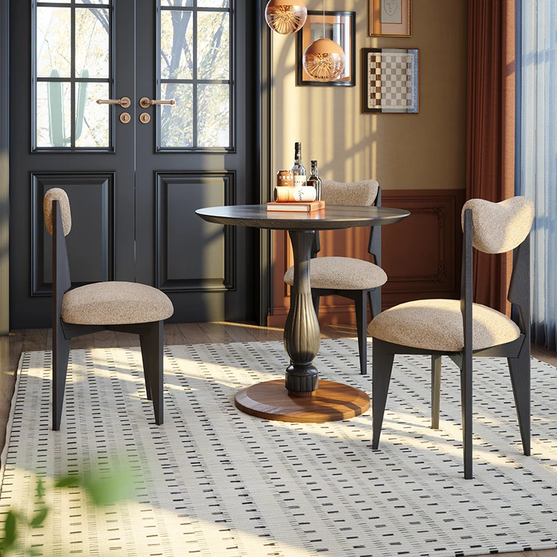 French medieval style office and leisure round table lotus leg small apartment dining table and chair combination