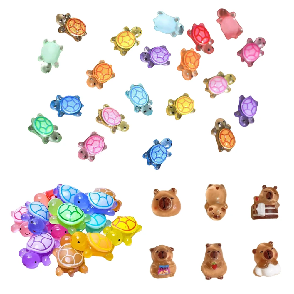 100 pçs luminoso mini tartarugas de resina mini animais de resina estatuetas de tartarugas marinhas para jardim de fadas micro paisagismo decoração