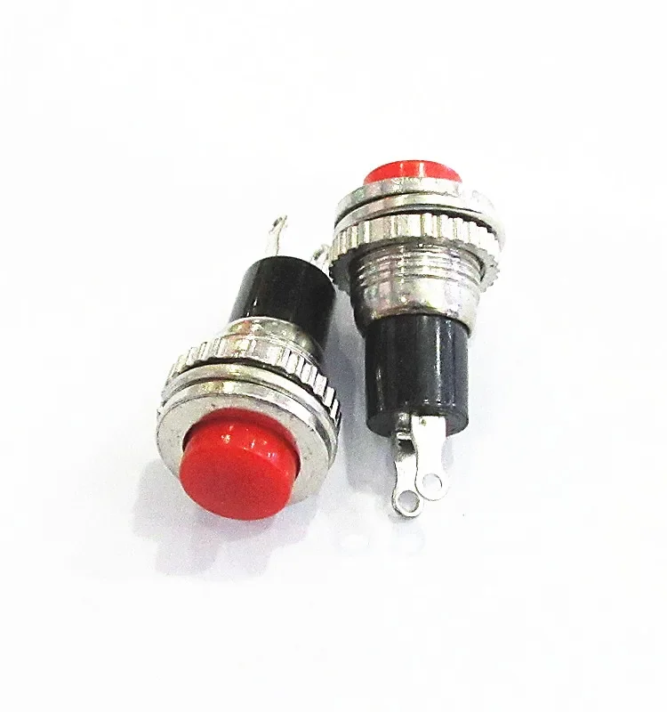 10MM Small Button Switch DS-316 Red Unlocked Self-reset Door Bell Horn Switch 2pcs