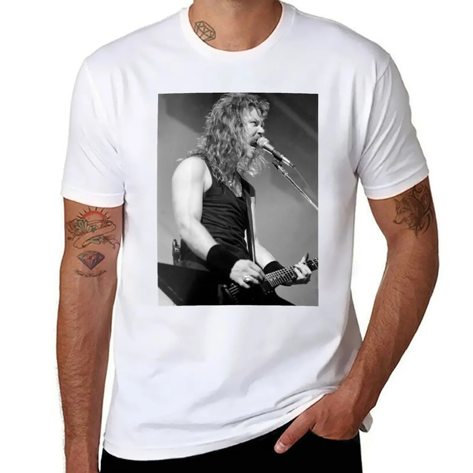 James Hetfield BW Photograph T-Shirt plus size tops oversizeds korean fashion anime men tall Summer fashion New Arrival Cotton