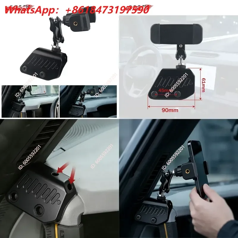 Car Phone Holder for Bronco A Pillar Mount Left Armrest Main Driver Navigation Frame Accessories
