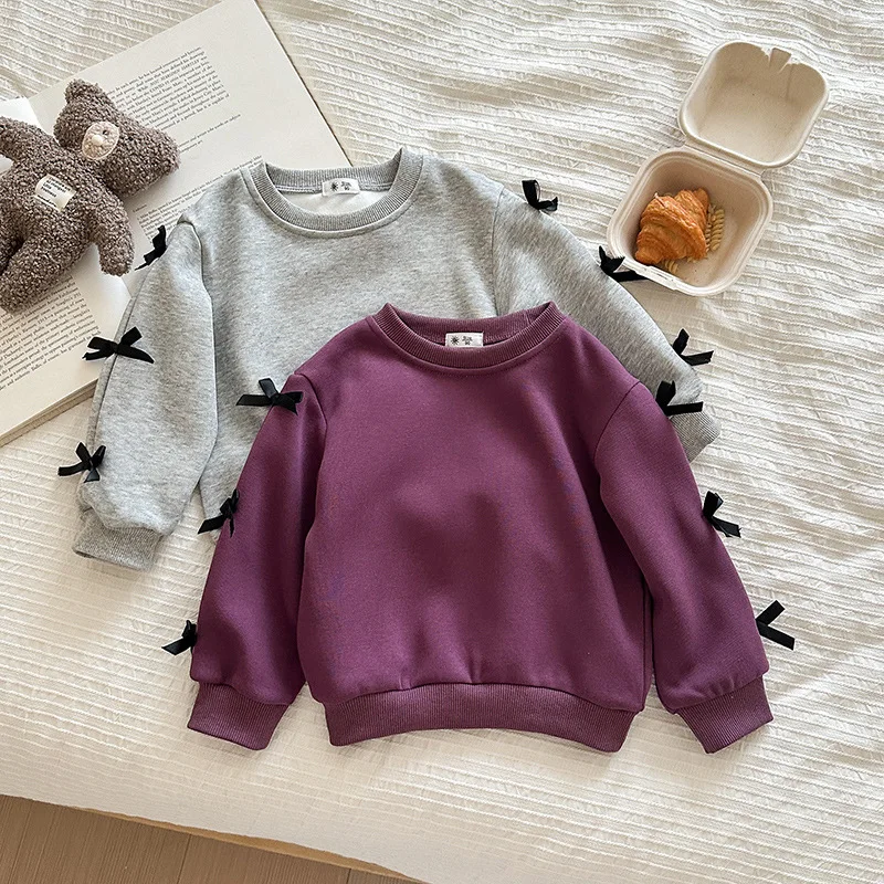 2-10T Toddler Kid Baby Girl Autumn Winter Clothes Infant Pullover Top Childrens Sweatshirt Loose Bow Hoodies Outfit