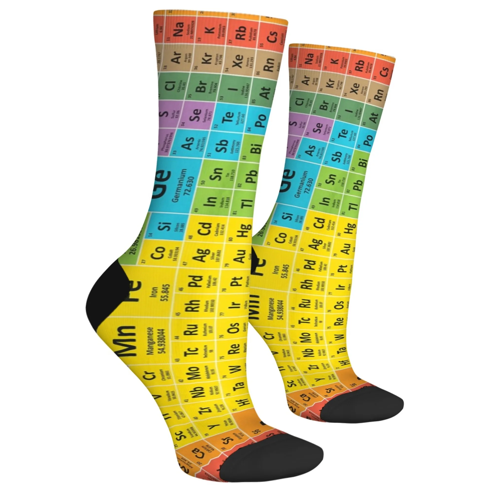 Novità Calzini da uomo con elemento di tavola periodica colorata Durevole Comodo per gli sport all'aria aperta Divertimento Idea regalo Giocoso Traspirante