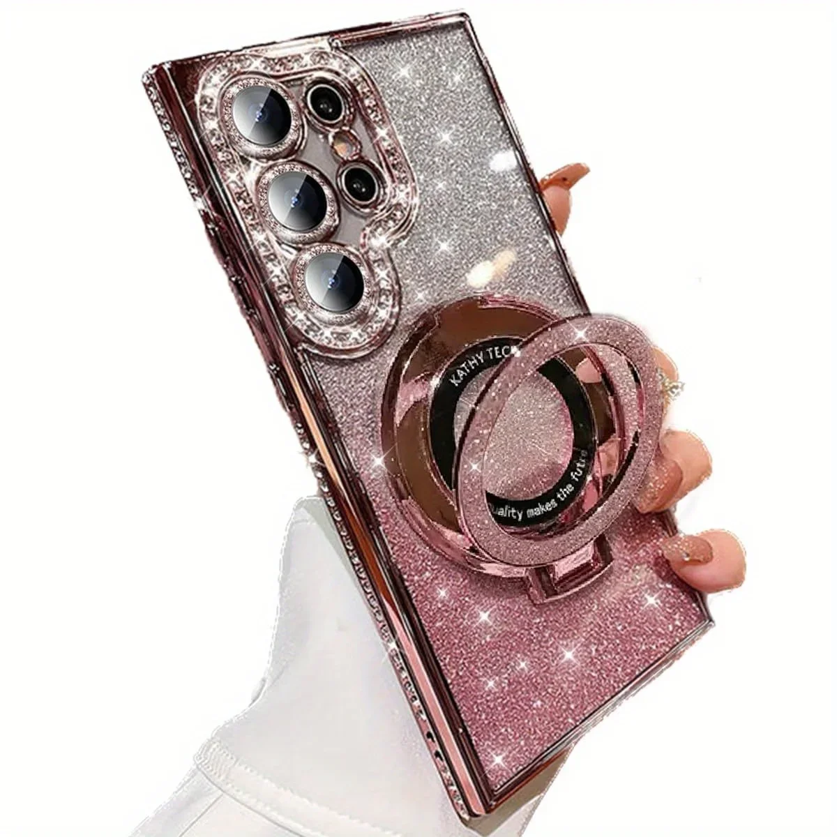 Luxuriöse, diamantbesetzte Glitzer-Handyhülle mit Magnetständer für Samsung Galaxy S26 S25 S24 S23 FE S22 Ultra Plus, speziell designt.