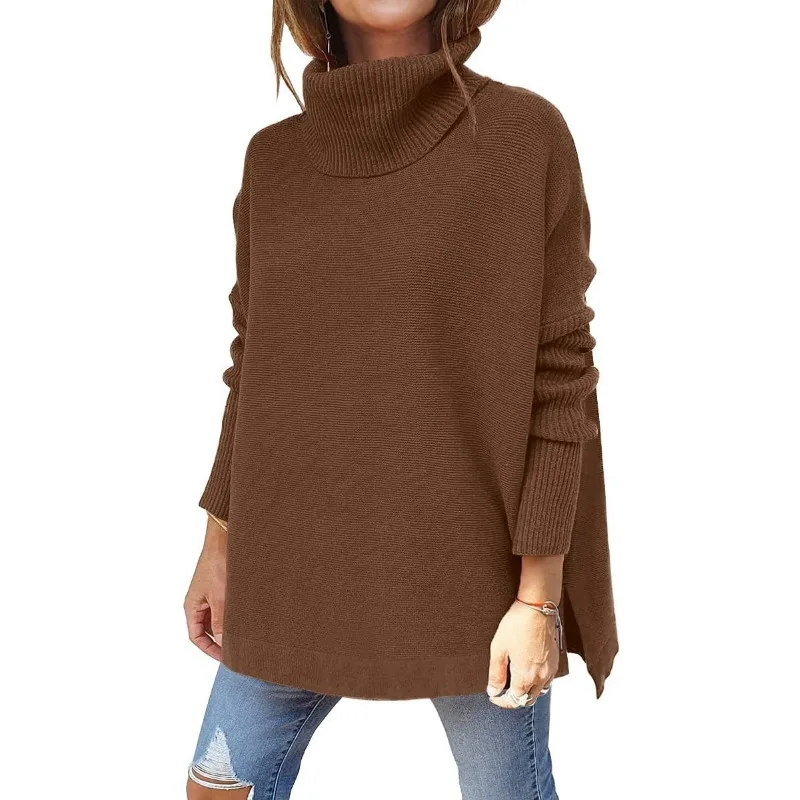 Autumn Winter Women Turtleneck Knitted Pullover Sweater Top Elegant Chic Long Sleeve Solid Color Loose Knitwear Y2K Clothes