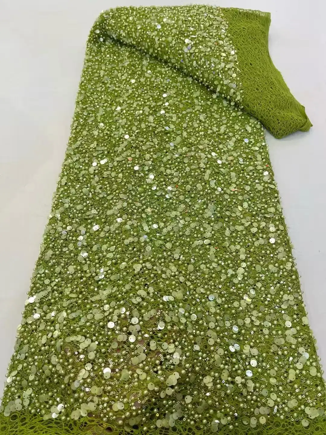 

Нигерийская высококачественная темно-зеленая бархатная африканская французская кружевная ткань с блестками, нигерийская тюлевая кружевная ткань для женского платья