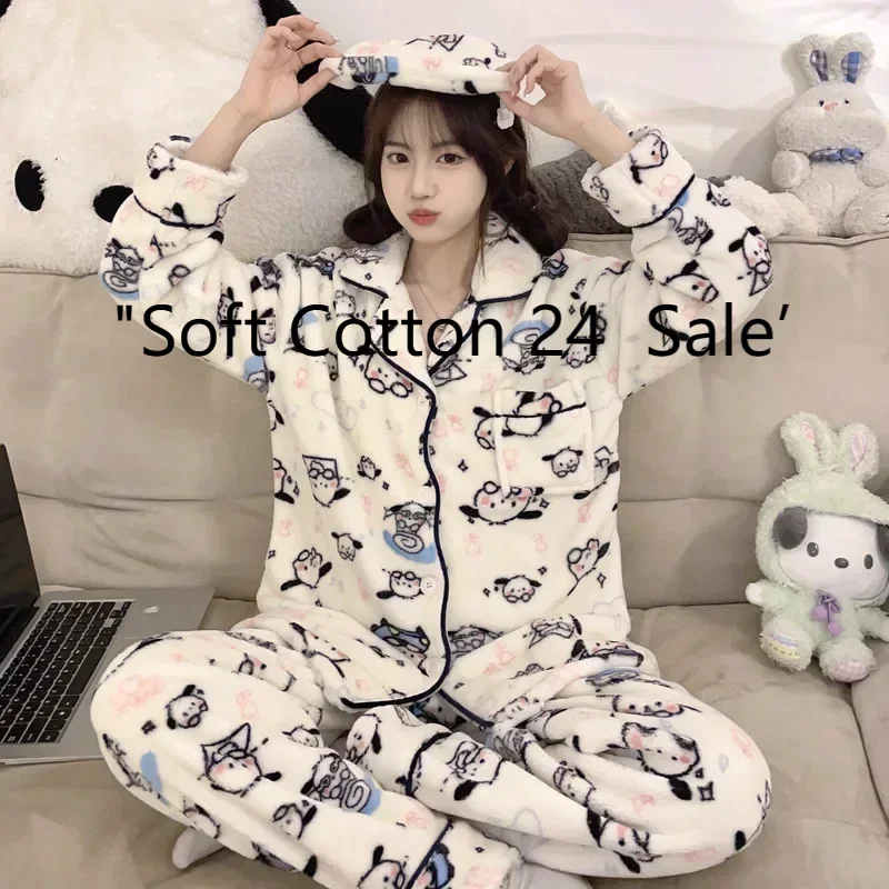 

Sanrio pajamas autumn and winter warm two-piece set Pacha dog loungewear Sanrio pajamas cute cartoon Pacha dog pajamas
