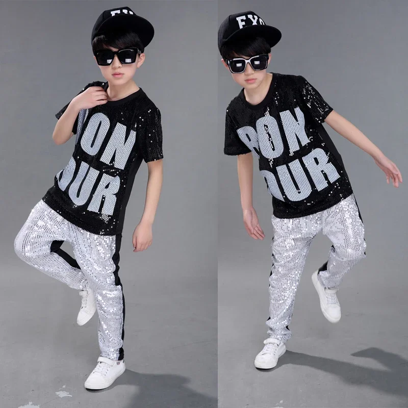 Children Ballroom Hip Hop Performance Dancing clothes set Boys Jazz Modern Dance Costumes Kids Party Stage wear Costumes Outfits