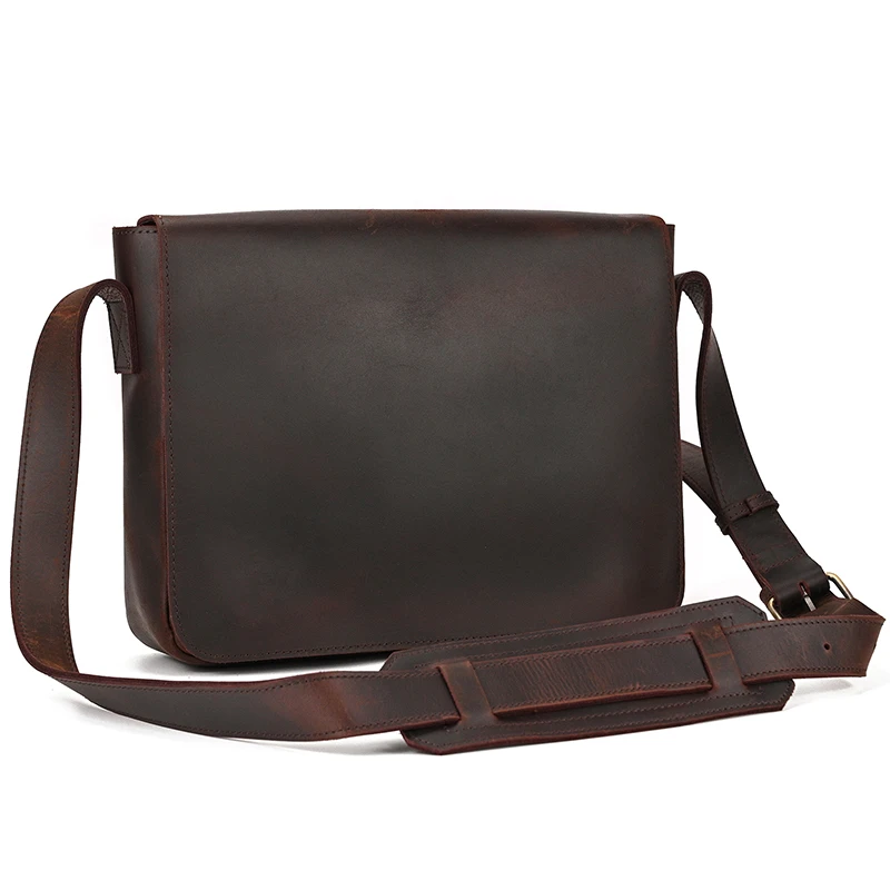 Retro Genuine Leather Men Laptop Bag Leather Shoulder Bag Business Office Bags Brown Male Laptop Portfolio Case Messenger Bag