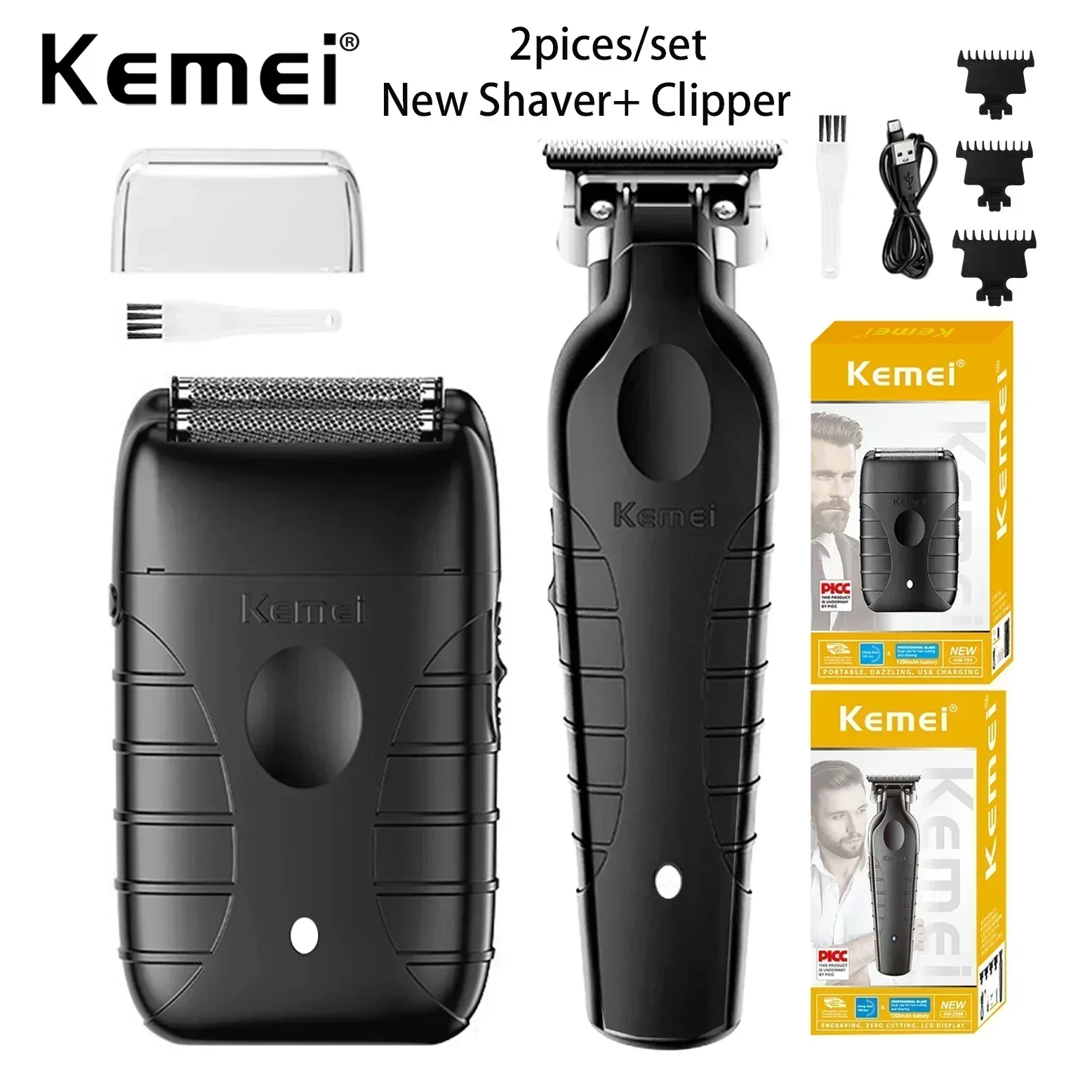 

Kemei 2299 T95 Машинка для стрижки волос Профессиональный электрический USB перезаряжаемый парикмахерский триммер Беспроводной триммер Type-c Zero Gapped Cutting
