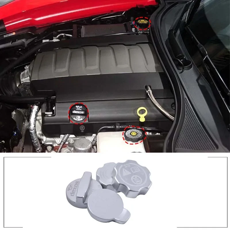 

For Chevrolet Corvette C7 2014-2019 Aluminum Alloy Red Car Engine Room Oil Cap Fluid Reservoir Water Tank Cover Car Accessories