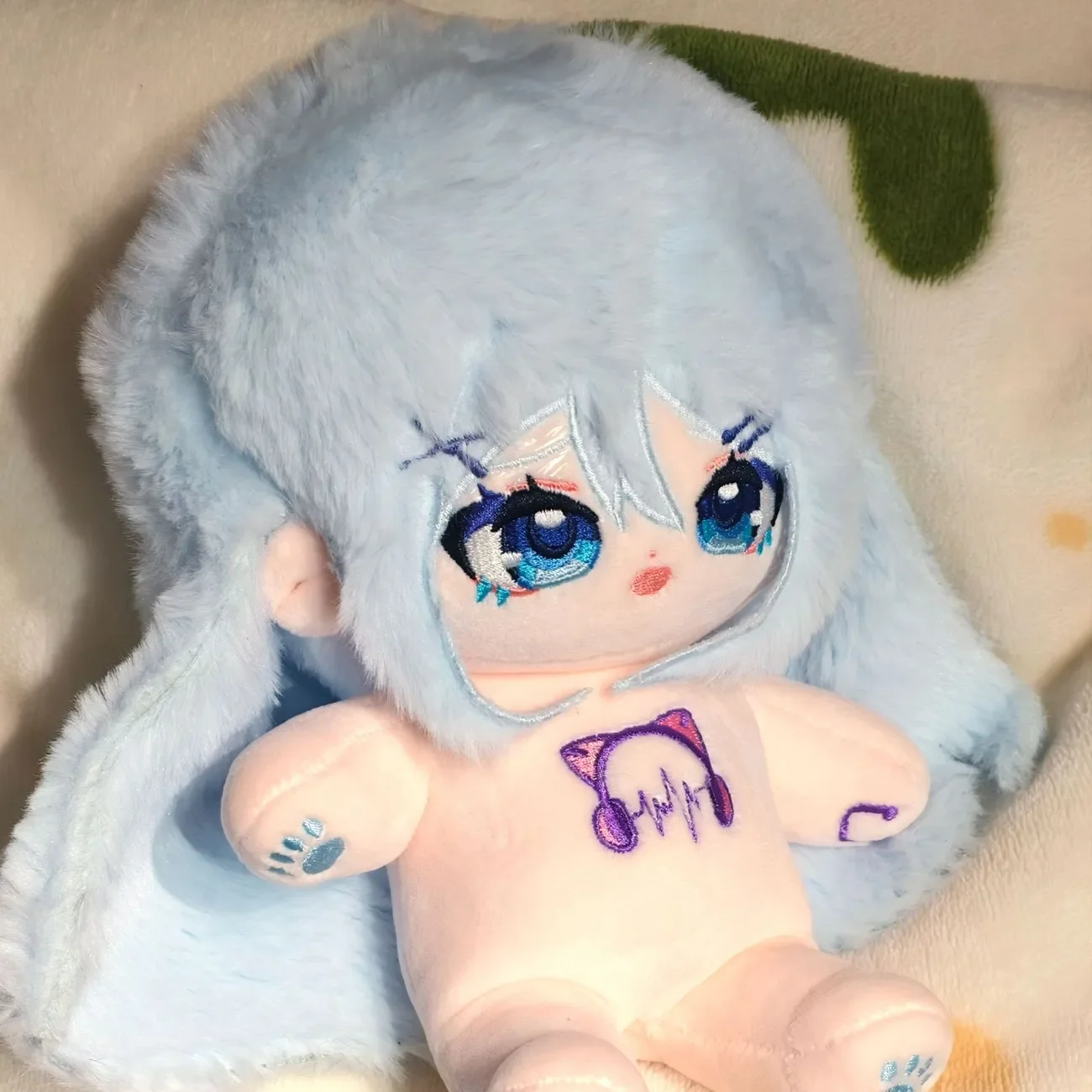 

20cm Anime YK Role Plushies Doll Toys for Kids and Adults Blue Hair Cute Cosplay Cotton Doll Dress Up Stuffed Dolls Figures Gift