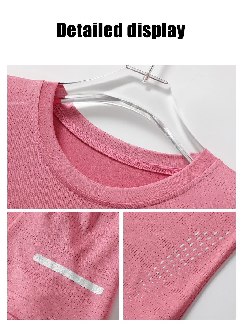 Sommer-Kurzarm-T-Shirt für Herren und Damen, dünnes, atmungsaktives, schnelltrocknendes Sport- und Freizeit-T-Shirt aus Eisseide – Detail 6