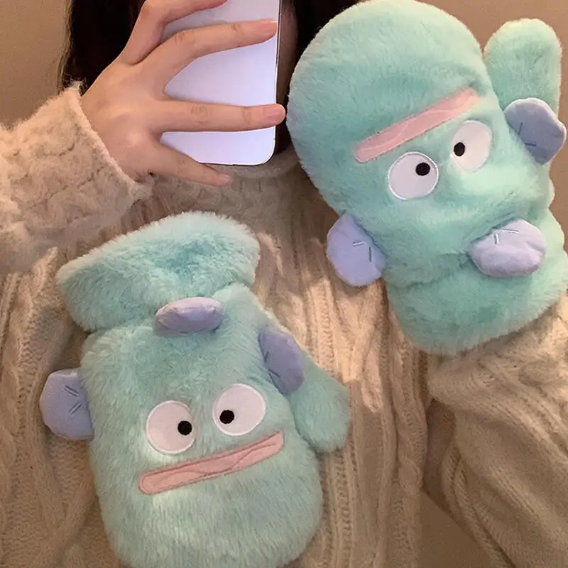 サンリオ ハンギョドン 冬綿ぬいぐるみ指掛けネックかわいい手袋暖かい防風防寒厚手手袋女の子の誕生日プレゼント