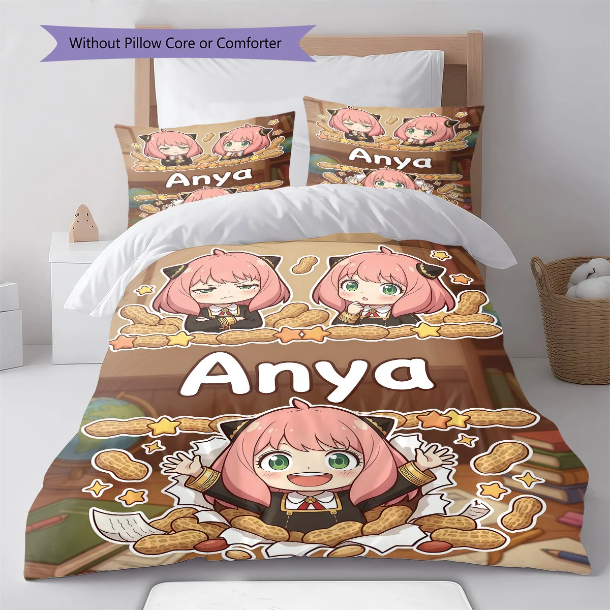 Anya Spy x Family - Juego de ropa de cama decorativa con funda de edredón, funda de edredón suave, funda de edredón para dormitorio y hogar -QJY
