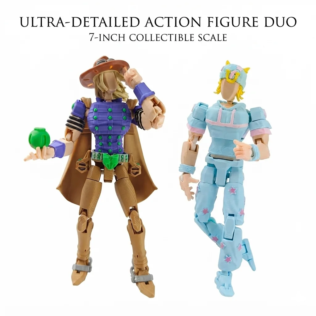 JOJOs 3D Printed Articulated Johnny Gyro Action Figure Collectible Anime Figurine For Collection Desktop Decor Christmas Gift - view 2