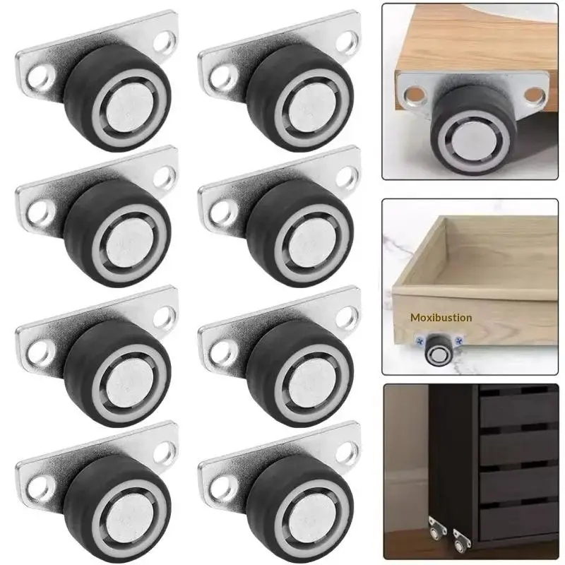 Smooth Rolling Side Mounted Drawer Casters 1/2/4Pcs Silent Nylon Wheels for Kitchen Furniture Cabinet Hardware
