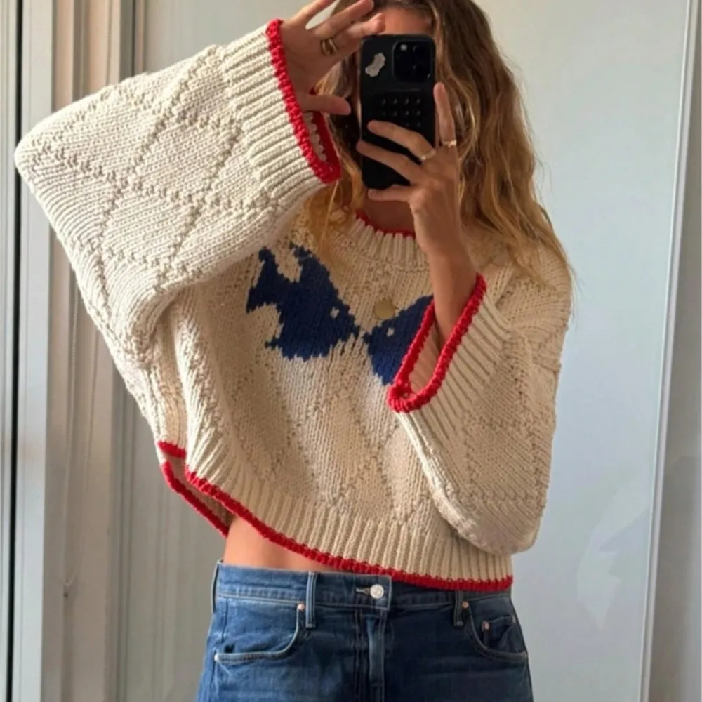 

New Winter Clothes Woman Pulls Femmes Fashionable Retro Contrasting Jacquard Knitted Loose Casual Sweater Comfortable All-match