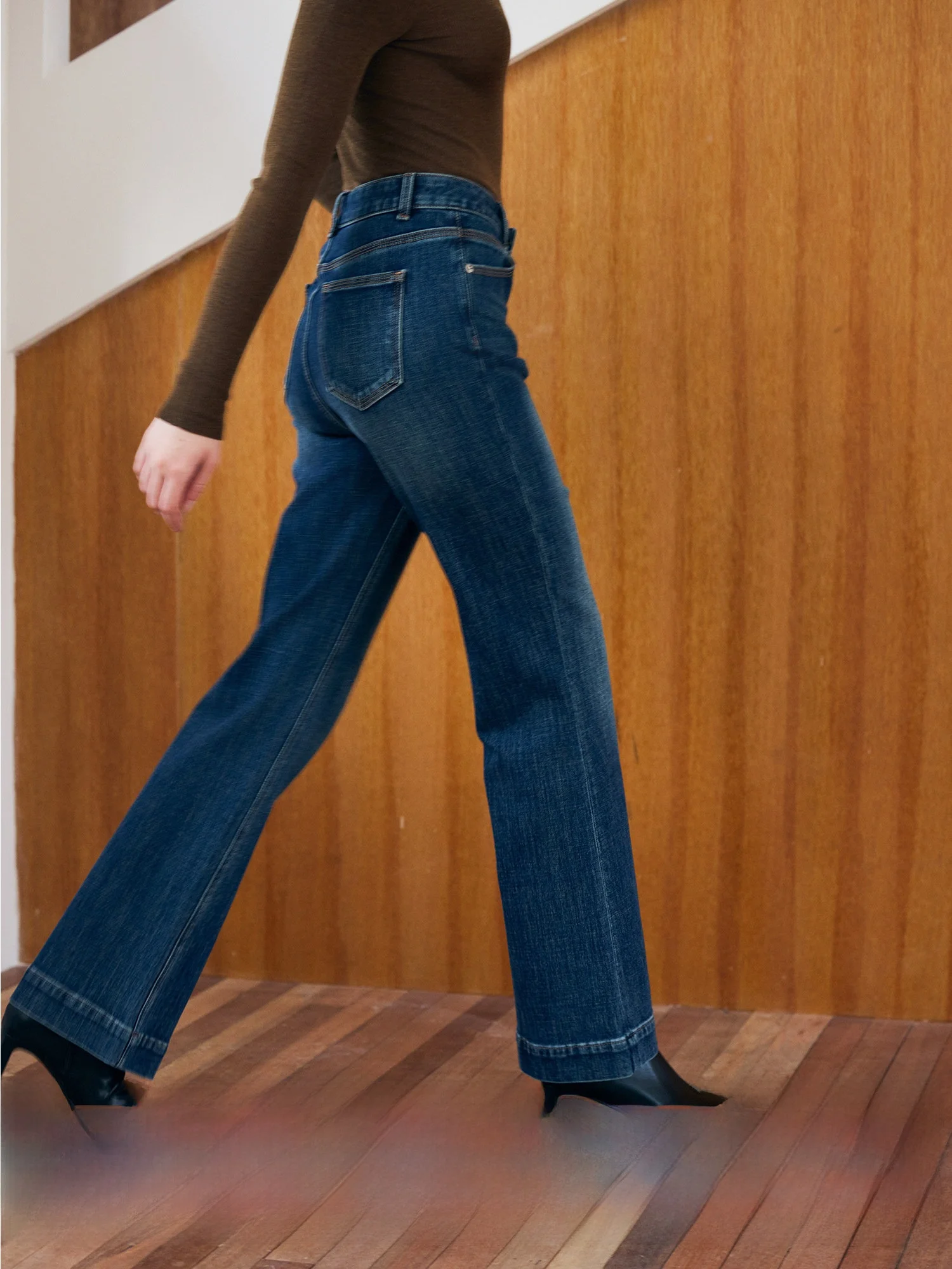 

Винтажные длинные бархатные хлопковые джинсы-клеш с высокой талией, экологичные, для женщин, модные, весенне-осенние, стандартный крой