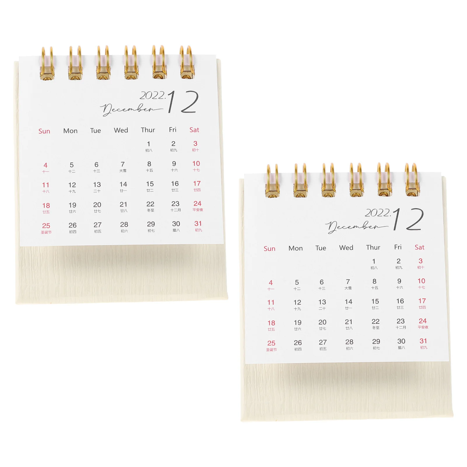 

2 Pcs Mini Desk Calendar Ornaments Decorative Paper Desktop Standing School Small Calendars Office 2022 Table Supplies Home