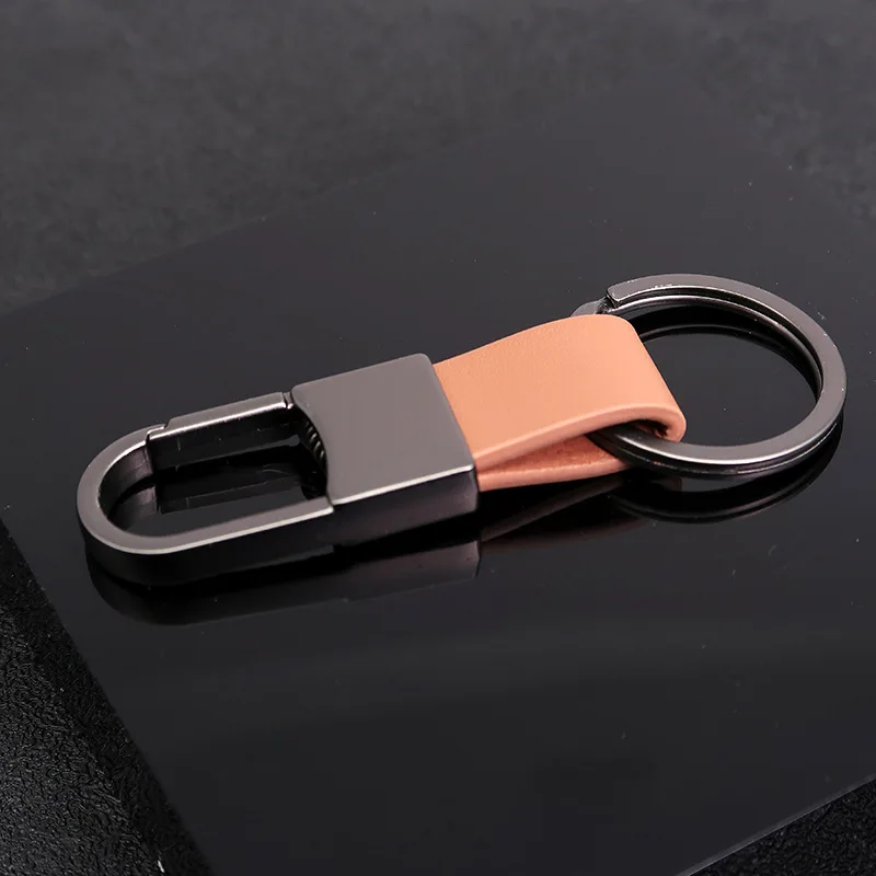

High-end Custom LOGO Metal Leather Keychain Laser Engrave Car Keyring Men's Women's Personalized Name Number Key Chain Ring Gift