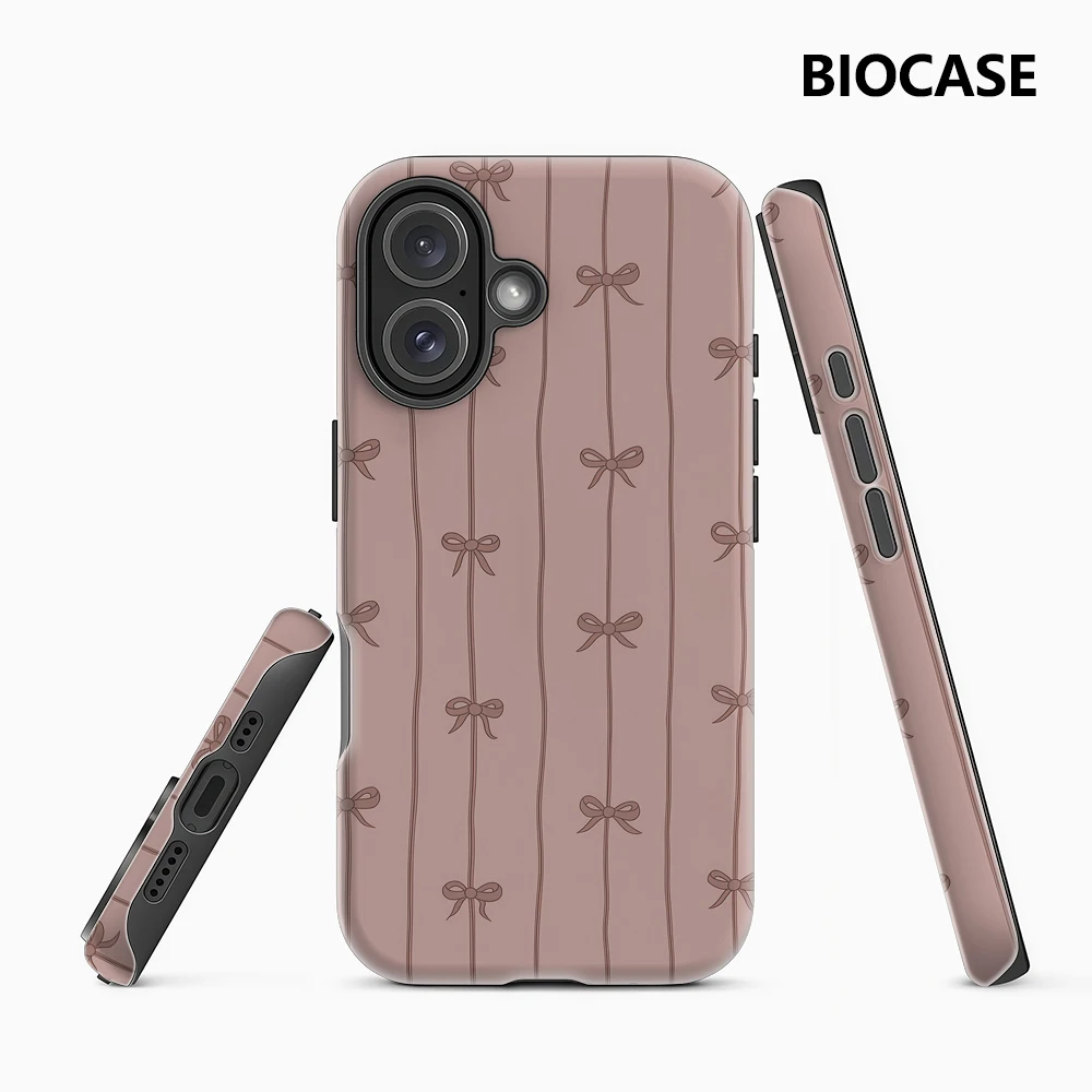 Brauner Hintergrund mit Schleifenstreifen IPhone 17 Must-Haves Handyhülle für IPhone 17 16 15 14 13 Pro Max Plus Doppelschichtige Rückseite