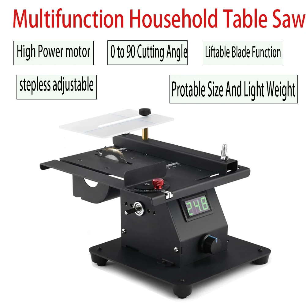 350W Mini Table Saw for Crafts Power Mini Functional Table Saw Mini Desktop Electric Saw For DIY Wood Acrylic PCB Cutting