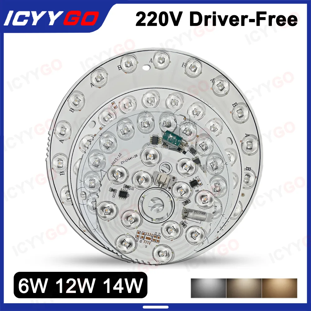 6W 12W 18W LED z soczewką Okrągły panel świetlny Okrągły panel sufitowy LED Okrągły panel świetlny AC 220V LED Light 3 Color