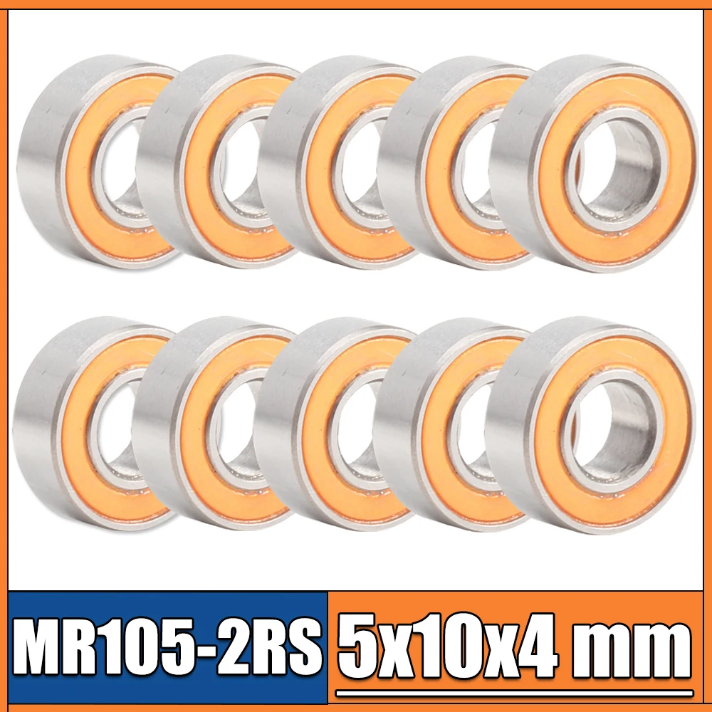 

MR105RS Bearing ABEC-3 ( 10PCS ) 5X10X4 mm Miniature RC Motor MR105-2RS Ball Bearings MR105 RS 2RS Orange Sealed