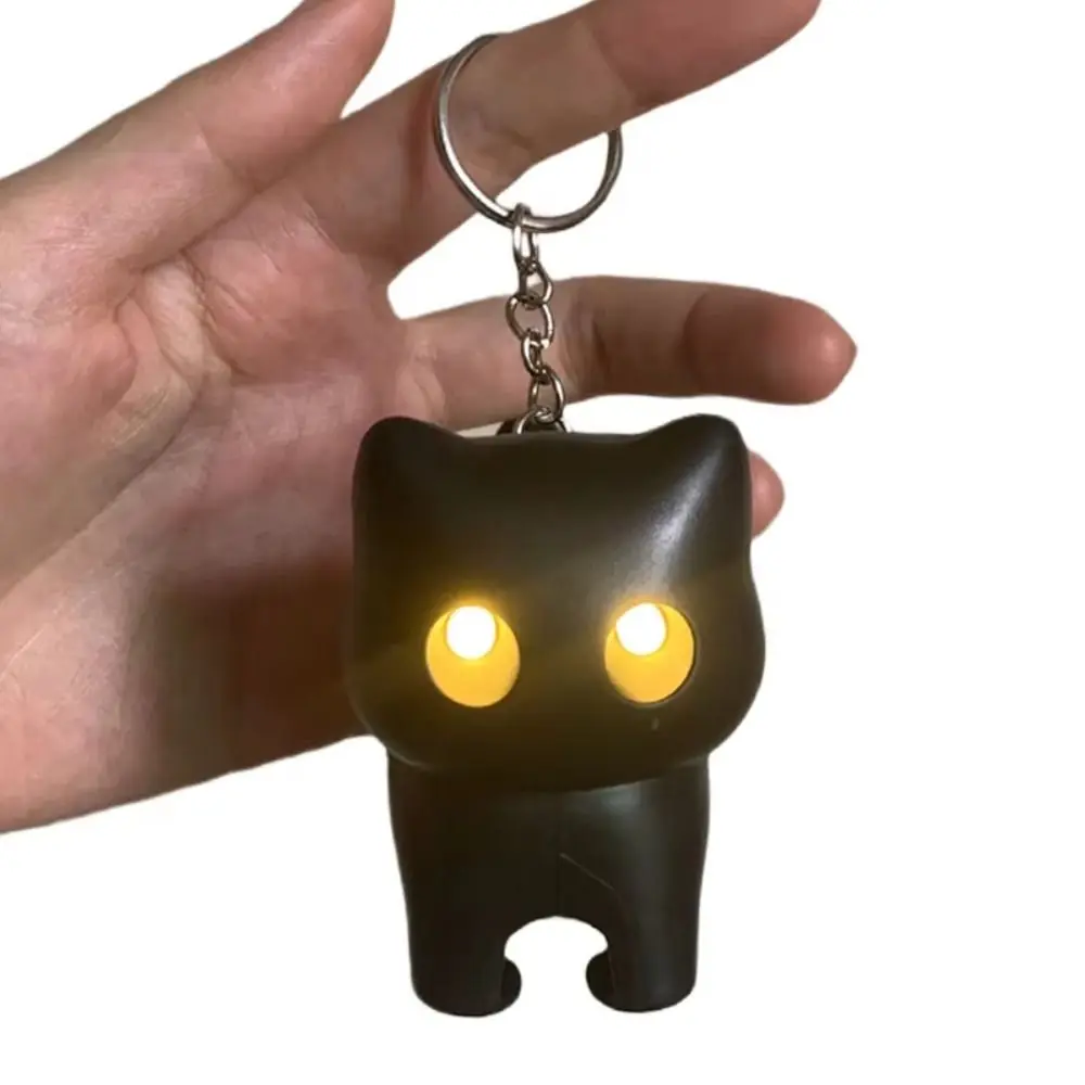 

Luminous Black Cat Sounding Keychain Stress Reliever Screaming Glowing Cat Pendent Black Cat Night Light