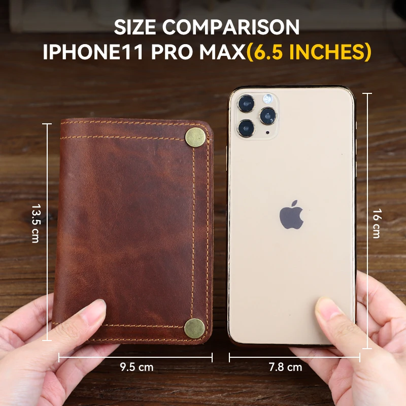 Vintage Genuine Leather Women's Wallet Handmade Cowhide Credit Card Slot Short Wallet For Men Portable Coin Purse With Zipper