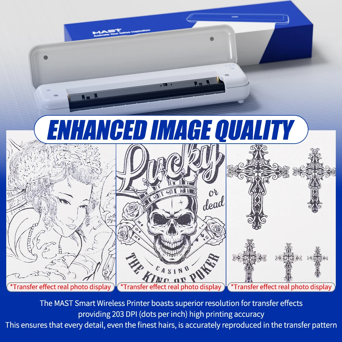 Mast Wireless Thermal Tattoo Stencil Printer Compatible with Android Ios Windows Bluetooth Convenient Operation Transfer A4Paper