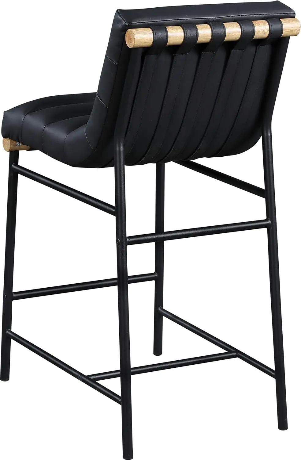 Taburete de mostrador tapizado de cuero vegano, moderno, contemporáneo, color negro, 18 "23,5 W x" D x 37 "H, Colección 857Black-C