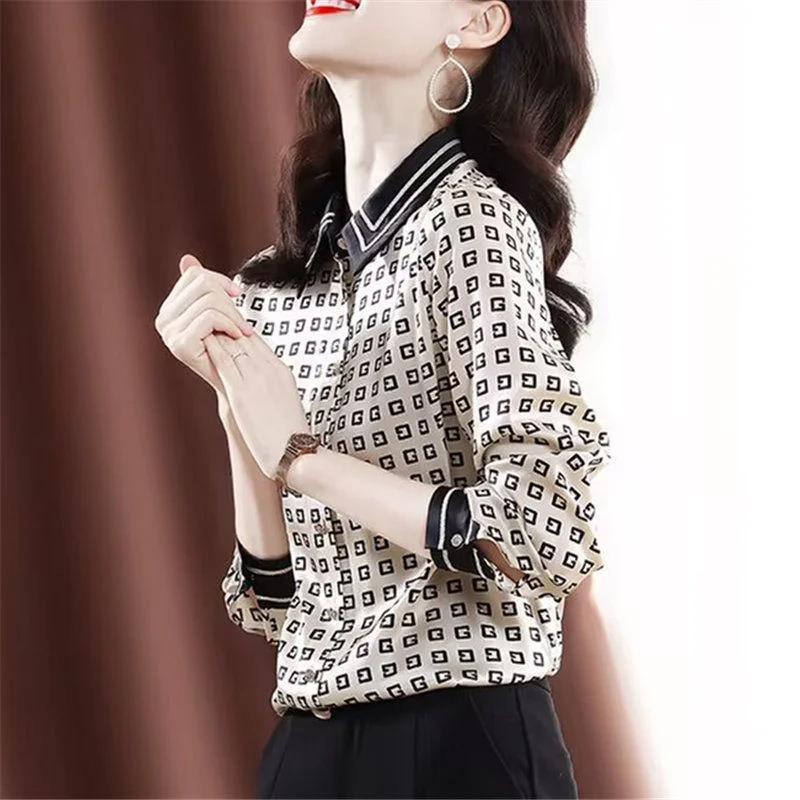 

Women's 2025 Long-sleeved New Plaid Contrasting Color Fashionable Temperament Design Top