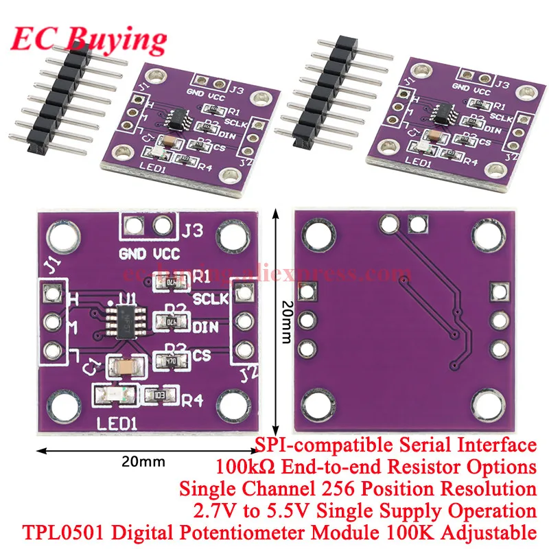 10Pcs/1pc TPL0501 Digital Potentiometer Module 100K Adjustable SPI Port  Bridge Balance Sensor Ultra X9C104 Single Channel 256