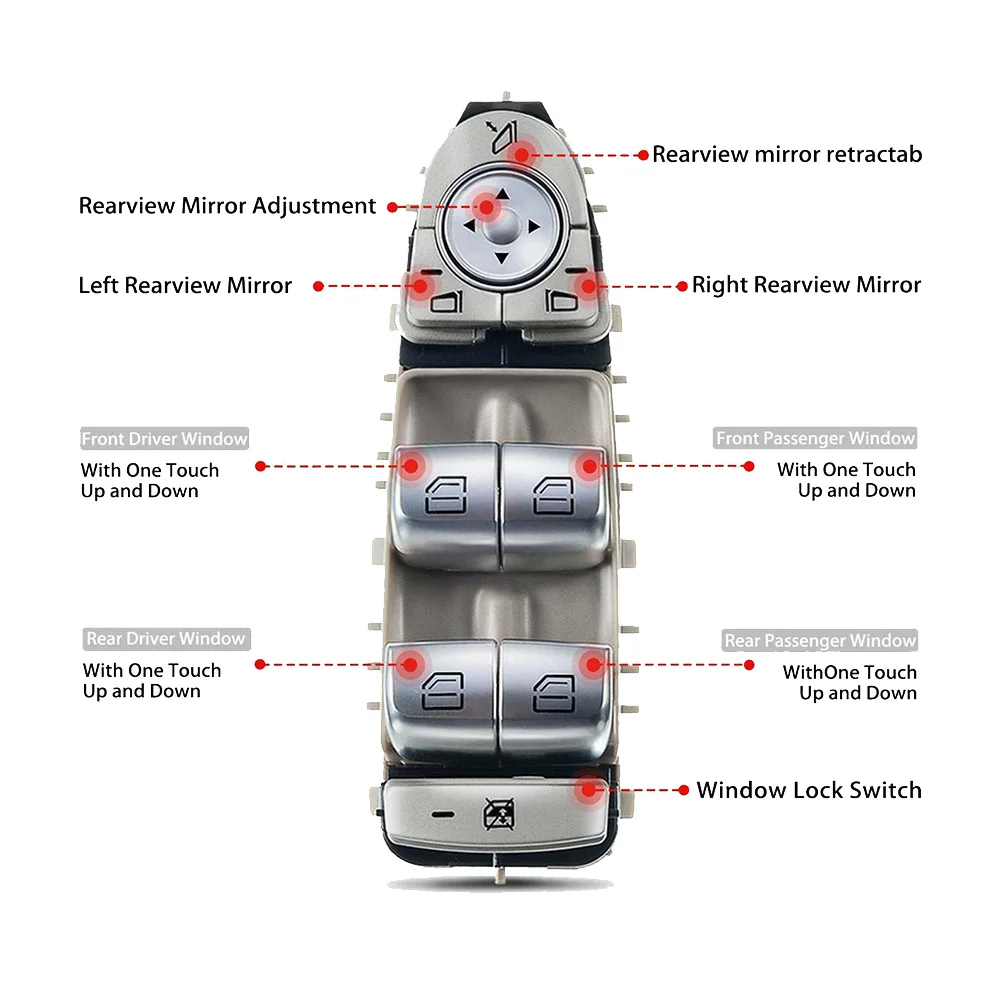 Para Mercede-Benz C300 GLC300 GLC43 C43 C63 W205 S205 C253 2015-2018 interruptor de ventanilla eléctrica principal delantero izquierdo A 2059056811