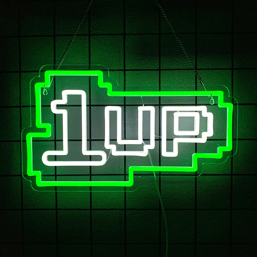 1 Up Led Neon Sign, Letter Icon Wall Decor, Usb Powered, Used For Bedroom, Game Room, Club, Man Cave Decoration, Gamers Gifts.